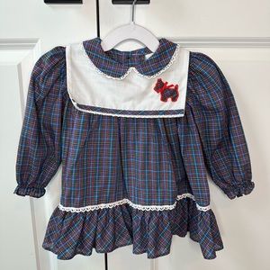 Vintage Peaches N Cream Plaid Dog Dress Size 24 Months